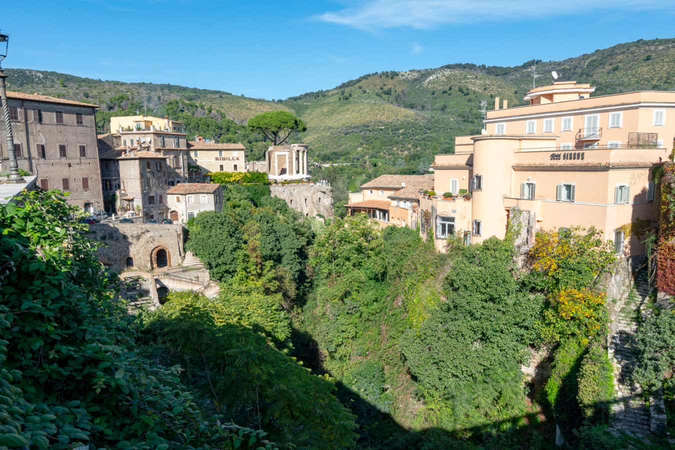 view from the ponte gregoriana in tivoli, a fun stop during a day trip to tivoli from rome