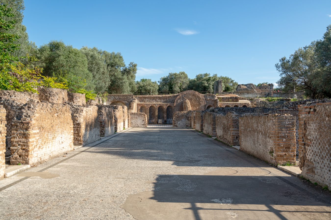 remains of buildings and a street at hadrians villa tivoli italy
