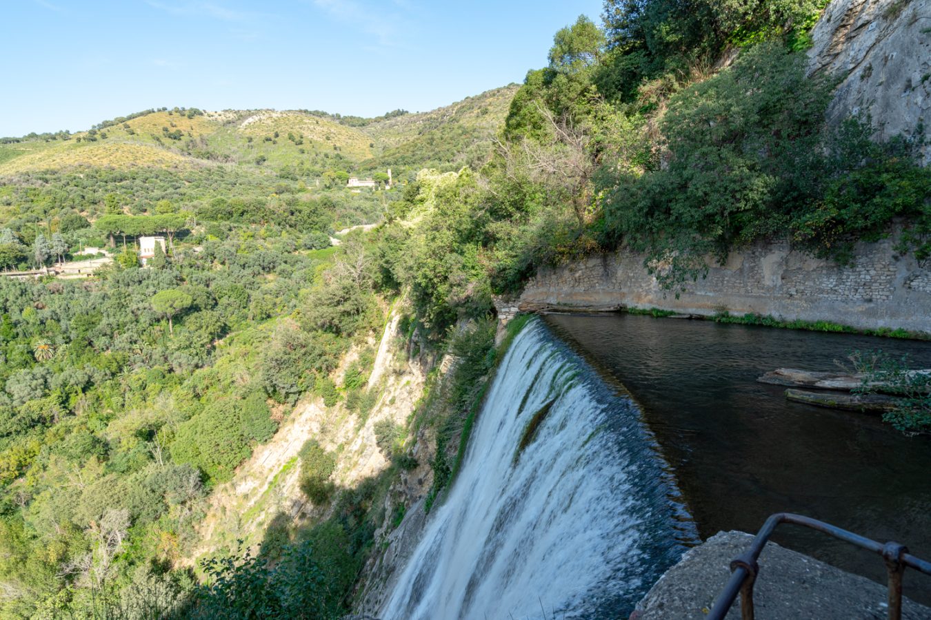 view of villa gregoriana waterfall from the top of the valley