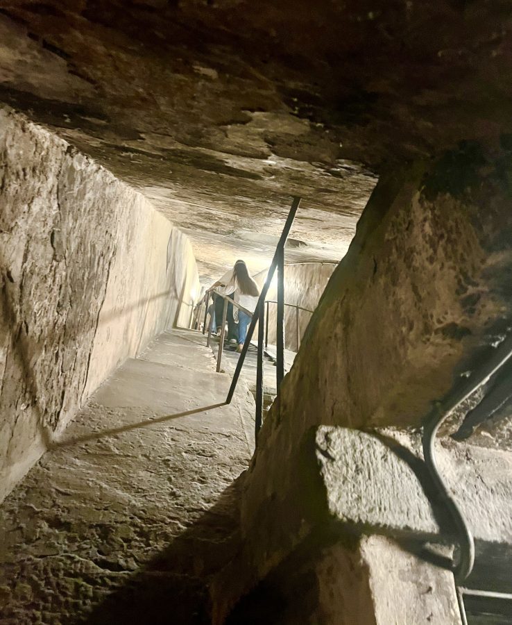 view looking down the interior staircase of brunelleschis dome in florence italy